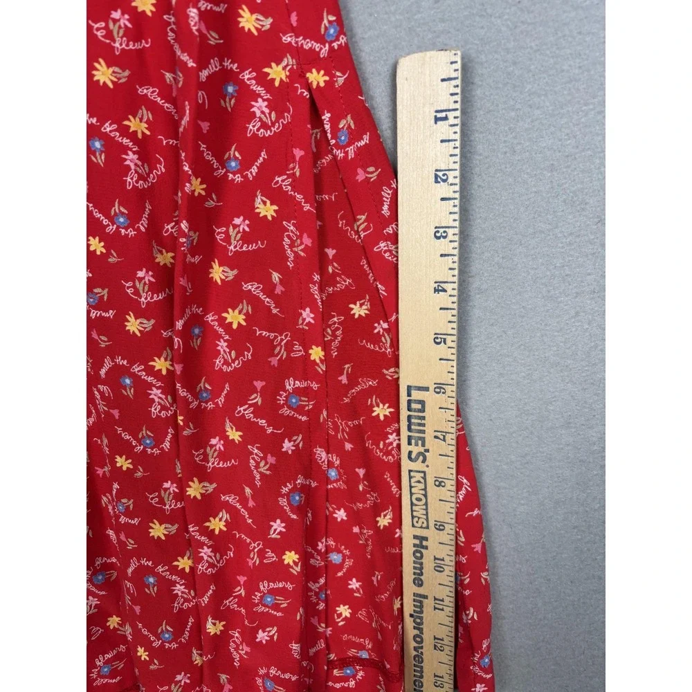 Ali Miles Skirt Womens Petite Small Red Floral Rayon A Line Pull On Midi Boho